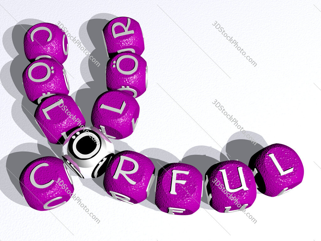 color colorful curved crossword of cubic dice letters