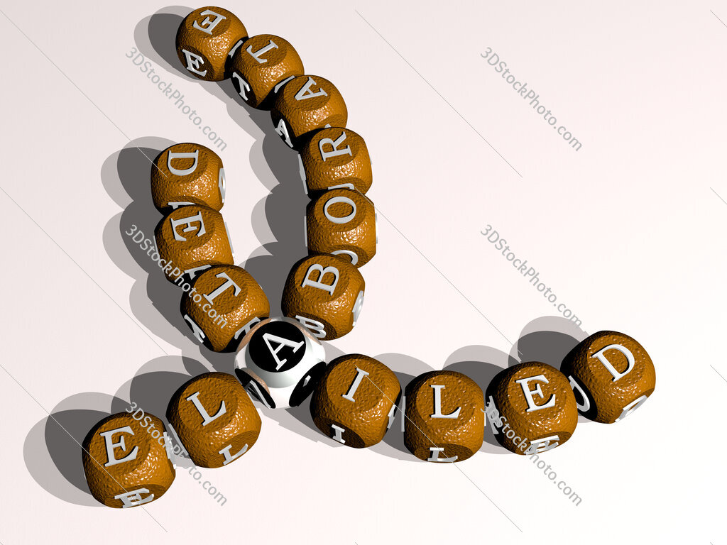 elaborate detailed curved crossword of cubic dice letters