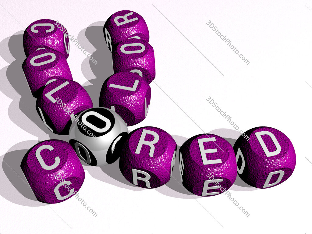color colored curved crossword of cubic dice letters
