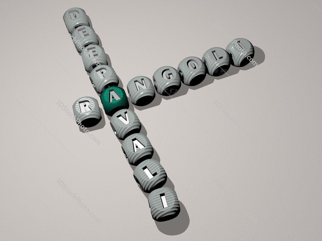 rangoli deepavali crossword of dice letters in color