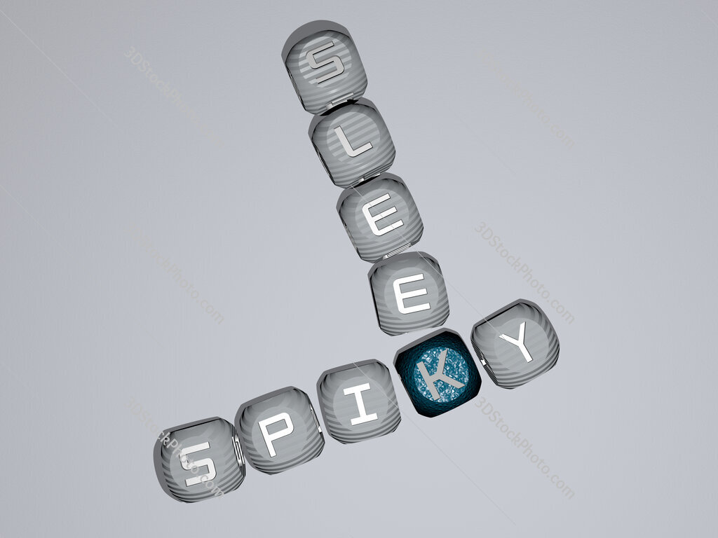 spiky sleek crossword of dice letters in color