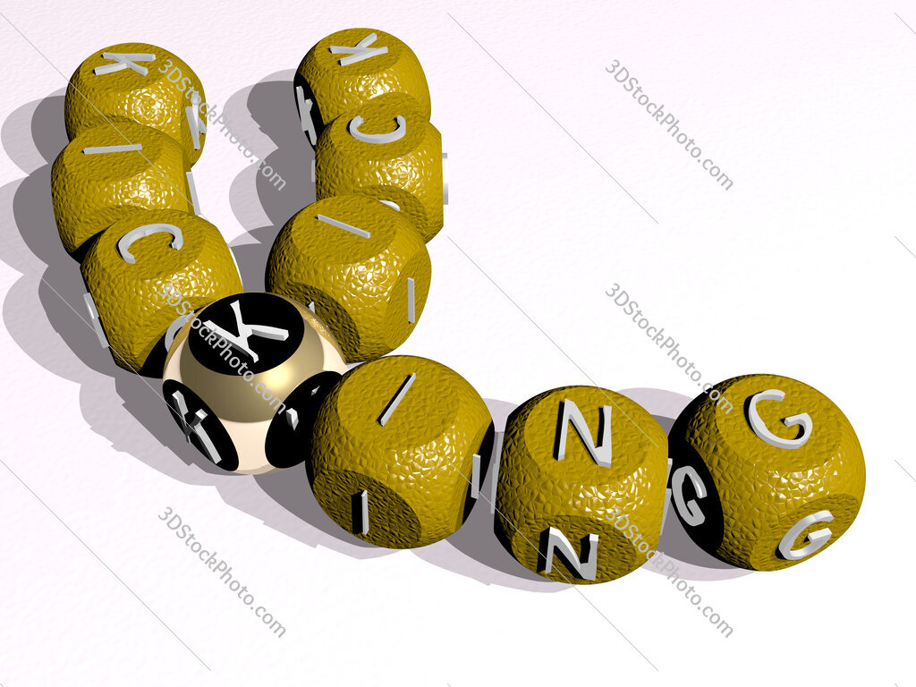 kick kicking curved crossword of cubic dice letters