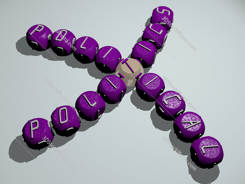 politics political crossword of curved text made of individual letters