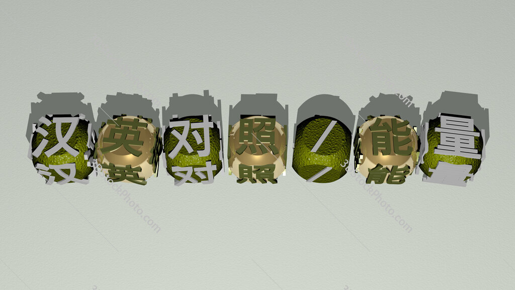 English-Chinese/Energy text by cubic dice letters