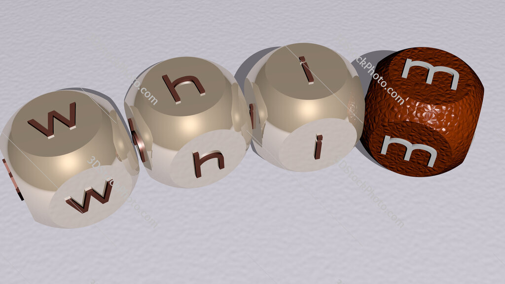 whim curved text of cubic dice letters