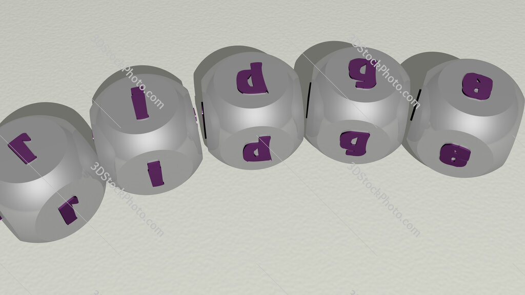 ridge curved text of cubic dice letters