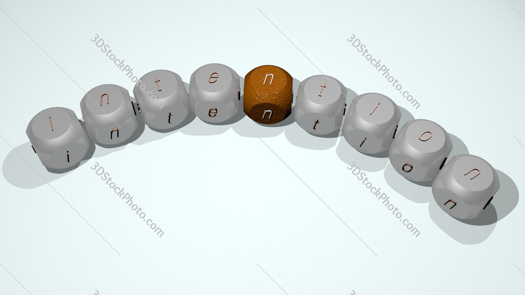 intention text of dice letters with curvature