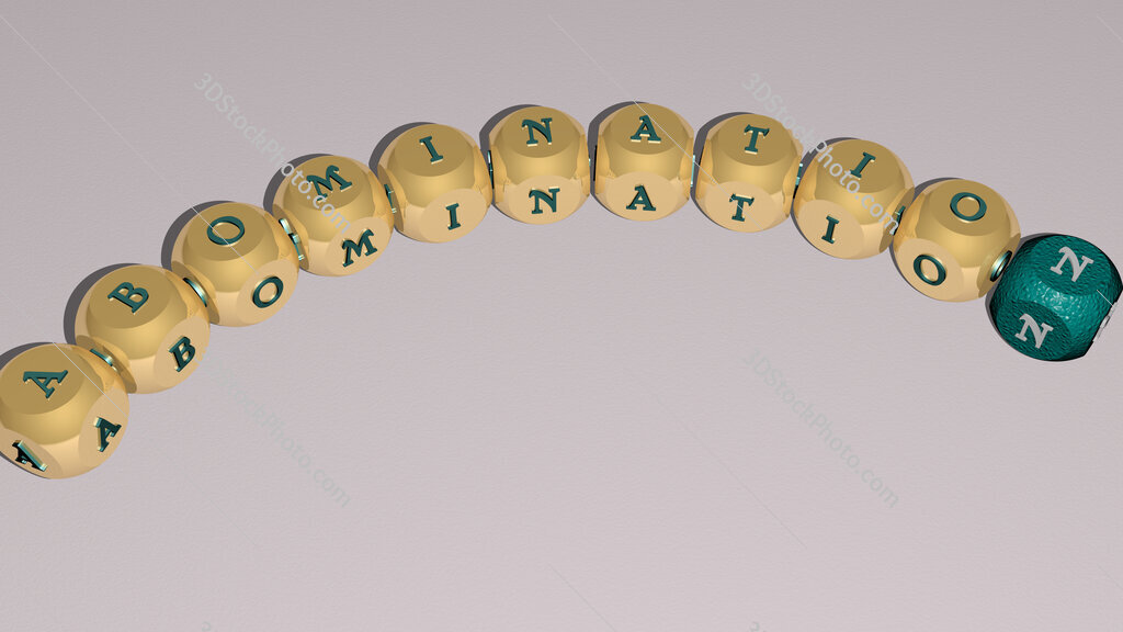 abomination curved text of cubic dice letters
