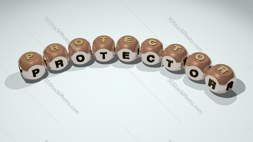 protector text of dice letters with curvature