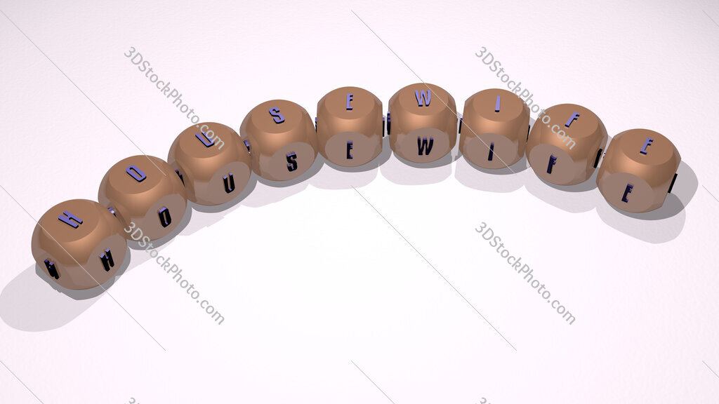 housewife text of dice letters with curvature