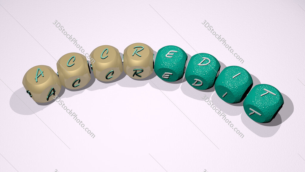 accredit text of dice letters with curvature