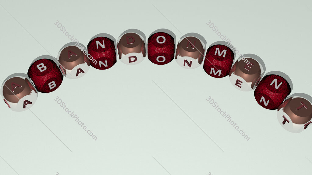 abandonment curved text of cubic dice letters