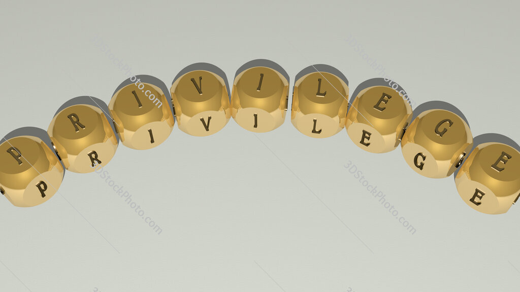 privilege curved text of cubic dice letters