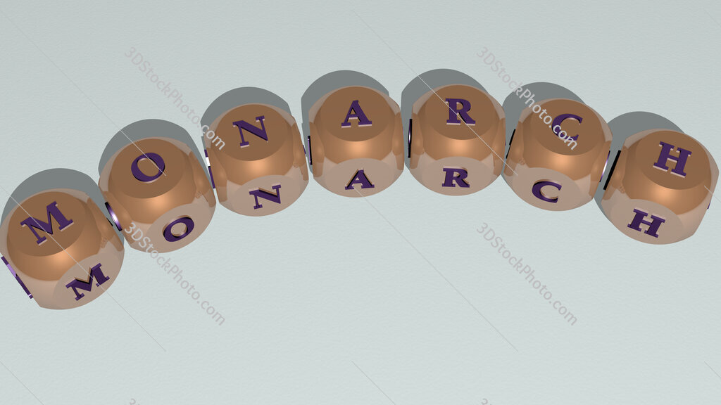 monarch curved text of cubic dice letters